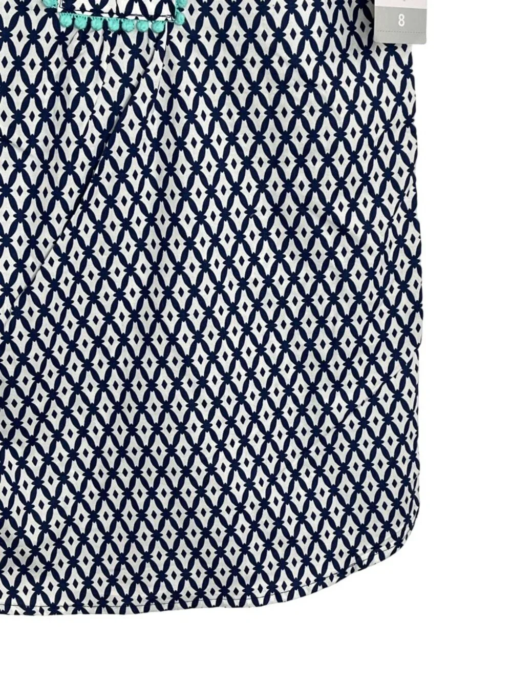 Carters Girls Dress Size 8 Blue White Print Sleeveless Cotton Summer NWT
